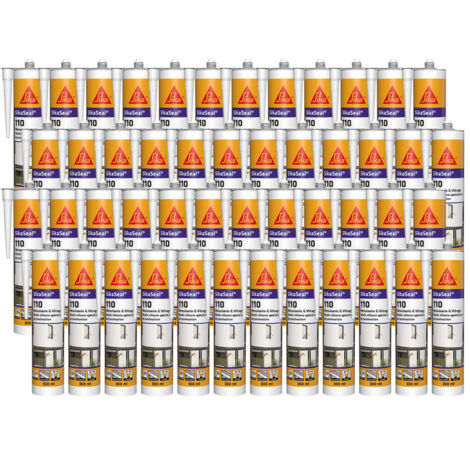 Sika – Lot de 48 cartouches de mastic silicone 300ml – Menuiserie et vitrage – Résistant aux intempéries – Pour béton, verre et PVC