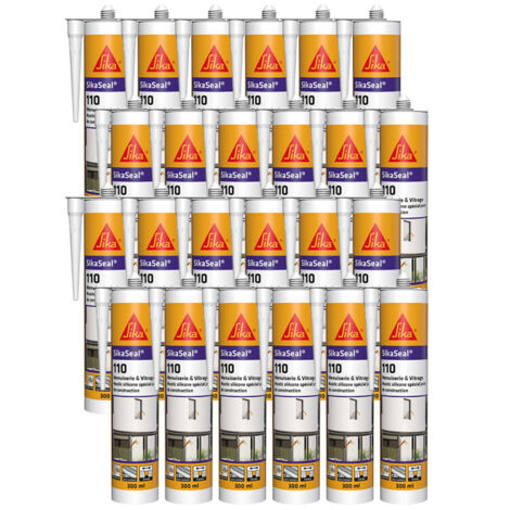 Sika – Lot de 24 mastic silicone 300ml – Pour joints de vitrages et calfeutrement – Polymérisation rapide – Sans odeur et souple