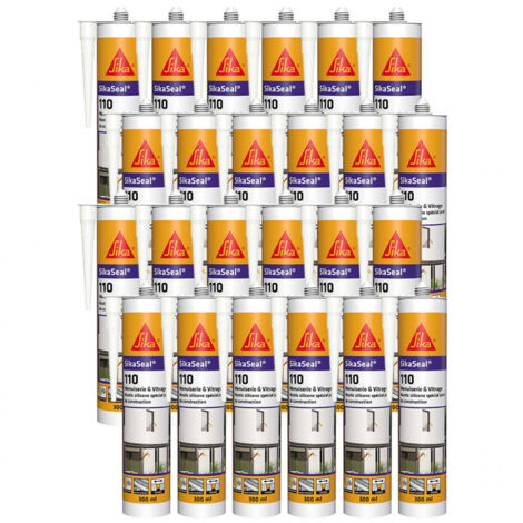 24x Mastic silicone SikaSeal 110 Menuiserie & Vitrage 300ml SIKA - Couleur: Translucide
