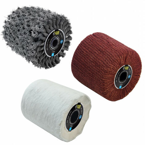 Pack de 3 Brosses (métal torsadé, fibre synthétique, coton) Ø120x100mm pour rénovateur FARTOOLS (1/5)