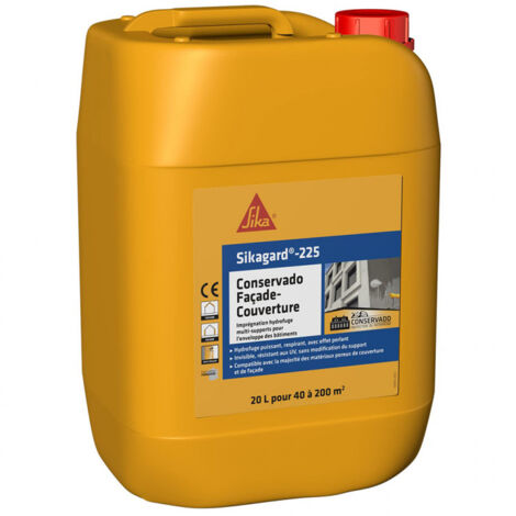 Sika – Imprégnation hydrofuge pour béton et maçonnerie 20L – Protection durable contre intempéries – Application facile au rouleau ou pinceau - Sikagard-225