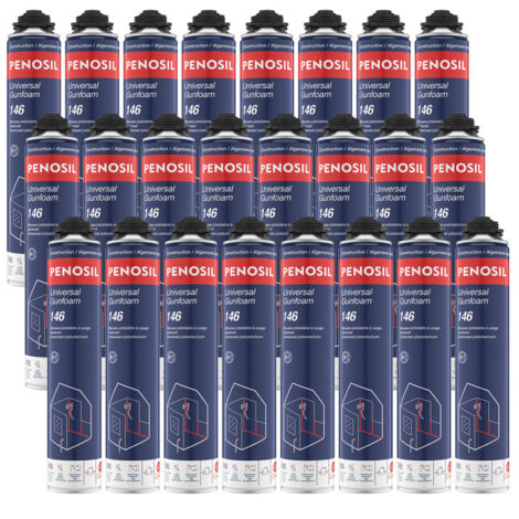 Penosil – Lot de 24 mousses polyuréthanes expansives 690ml – Pistolables pour isolation thermique et acoustique – Remplissage joints et cavités