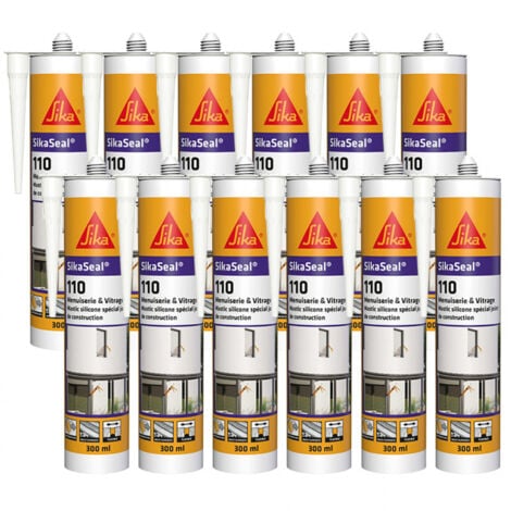 12x Mastic silicone SikaSeal 110 Menuiserie & Vitrage 300ml SIKA - Couleur: Beige