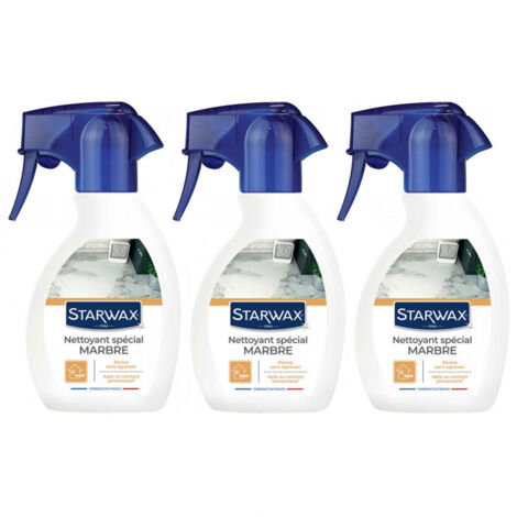 Starwax – Lot de 3 nettoyants raviveurs pour marbre et pierres naturelles 250ml – pH neutre n'agresse pas les surfaces – Usage intérieur et extérieur