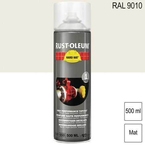 Couche de finition Hard Hat Ral-couleurs blanc mat 500ml - RUST-OLEUM - 2190