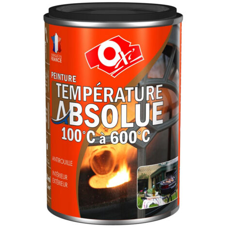 Peinture haute température noir satinée 0.25L – Résiste jusqu'à 600°C – Pour fer, acier, fonte – Application directe sans sous-couche – OXI - ox143