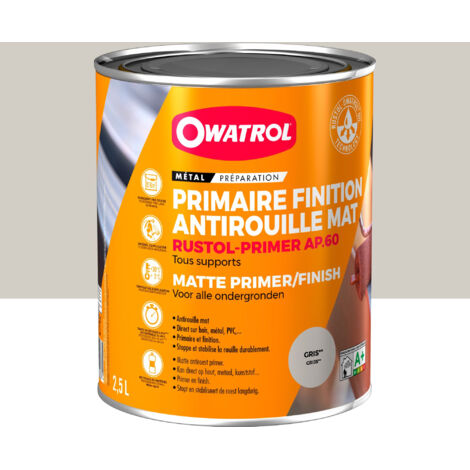 Owatrol – Primaire antirouille gris mat 2,5L – Protection jusqu'à +175°C – Excellente adhérence pour peintures de finition – Application facile