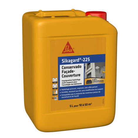 Imprégnation hydrofuge Sikagard-225 5L – Protection façade et toiture – Résines silane/siloxane – Application facile en une couche