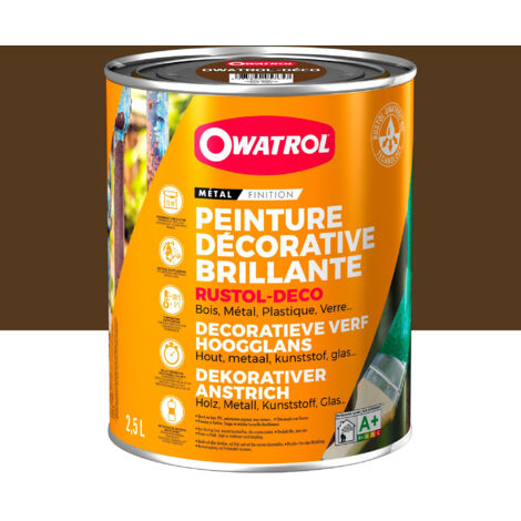 Peinture décorative antirouille Rustol Deco RAL 8028 Brun terre brillant 2,5L OWATROL (1/3)