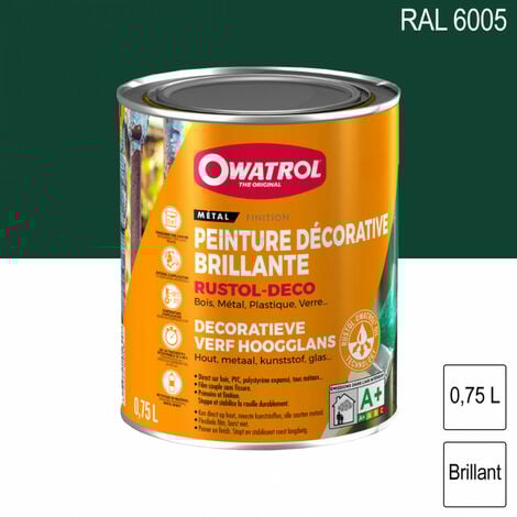Peinture décorative antirouille Rustol Deco RAL 6005 Vert mousse brillant 0,75L OWATROL