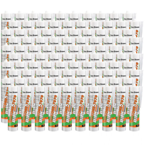 Lot de 100 mastic silicone neutre bâtiment 7070 Plus blanc 300ml – Excellente adhérence matériaux – Élasticité permanente – Joint durable – Den Braven (1/2)