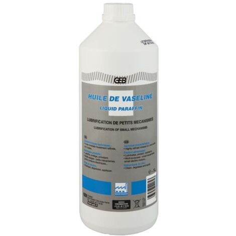 GEB – Lubrifiant 1800 pour entretien industriel – Huile de vaseline 1 L – Viscosité 15 cSt – Protection mécanismes et engrenages