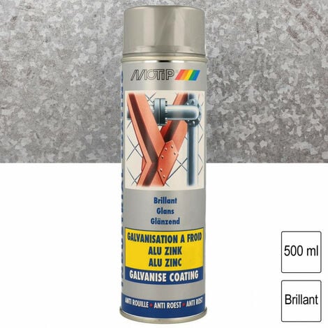 Peinture aérosol galvanisation à froid brillante alu-zinc 500 ml MOTIP