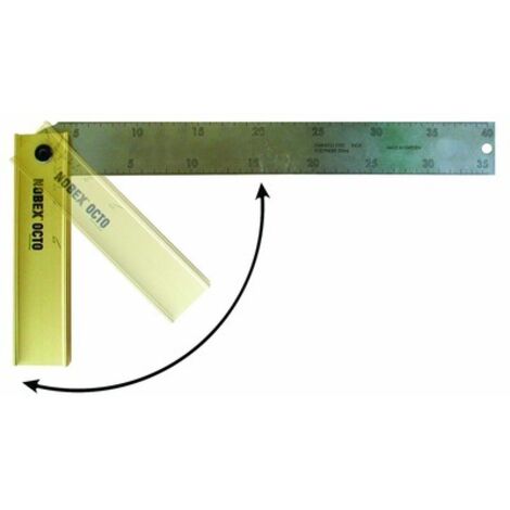 Outifrance – Équerre à onglet pliante – Lame inox 300mm – Talon aluminium 250mm – Mesure angles 0° à 157.5° – Graduation recto verso