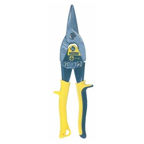 Stanley – Cisaille à tôle longue 300mm – Acier forgé pour coupe précise – Bords dentés anti-glissement – Déblocage automatique – 214566