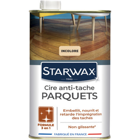 Cire Starlon anti-tache pour parquets cirés 1L Incolore STARWAX