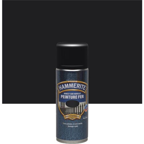 Peinture Fer aérosol Direct sur Rouille - Satin Noir - 400 ml - Hammerite