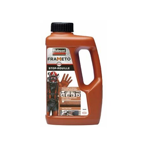 Rubson Frameto Stop-Rouille, Traitement antirouille pour noir intérieur et extérieur, Convertisseur de rouille à effet immédiat, peut être peint, 1 L