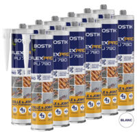 Bostik – Lot de 12 mastics polyuréthane FLEXPRO PU790 300ml – Couleur blanc, gris, brun, noir, beige – Résistance aux UV et à l'eau salée