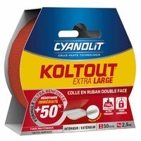 Koltout- Colle en ruban double face - 10 bandes Cyanolit transparent