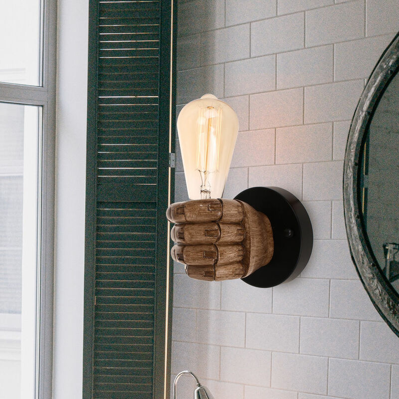 Antike Wandleuchte Retro Faust Hand - Industrielle Harz Lampe Left Hand
