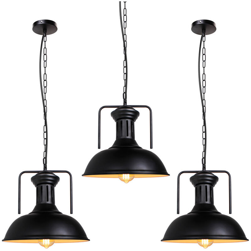 IDEGU Pendelleuchte Vintage – 2 Stück Industrielle Käfig-Leuchten Mit E27 Fassung, Schwarz