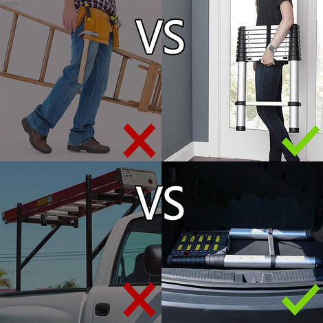 Teleskop-Dachbodenleiter Aluminium - Tragkraft 150 Kg, 3,2m + 3,2m