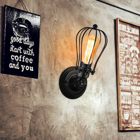 LEDSONE Edison Drahtlampe Deckenleuchte – Vintage Industrie-Look, Typ D, 180x160 Mm, Schwarz, Ohne Kabel
