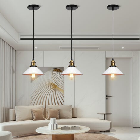 Pendelleuchte Edison Hängelampe 1PCS Lampenschirm Eisen Wohnzimmer mit für Regenschirm Esszimmer Ø22cm Weiß Lampe Art Loft