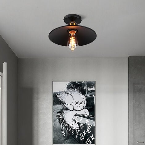 Pendelleuchte Retro Hängelampe 22cm Schwarz Fassung Loft Lampe E27 Kronleuchter Wohnzimmer für Esszimmer