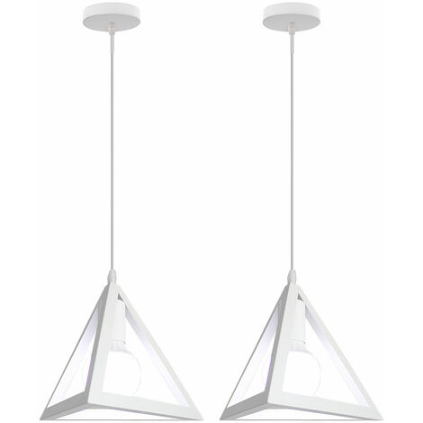 2er Pendelleuchte Dreieck, Kreative Kronleuchter im Industri Stil,  Hängelampe mit Metall Käfig E27 Lampenfassung für Wohnzimmer