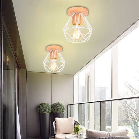4x Moderne Deckenlampe Metall Hölzern Keramik Lampenfassung Deckenleuchte aus für in Lüster mit E27 Rautenform Schlafzimmer