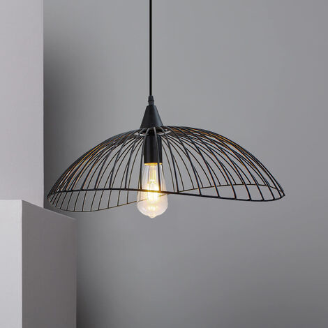 WOTTES Pendelleuchte Retro Design - 21,5cm Metall+Holz Kronleuchter Für Wohnzimmer & Schlafzimmer