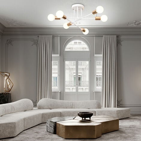 Deckenleuchte 6x E27 Pendelleuchte Vintage Kupfer für Küche Weiß Innenlicht Industrial + Lampe Wohnzimmer Schlafzimmer