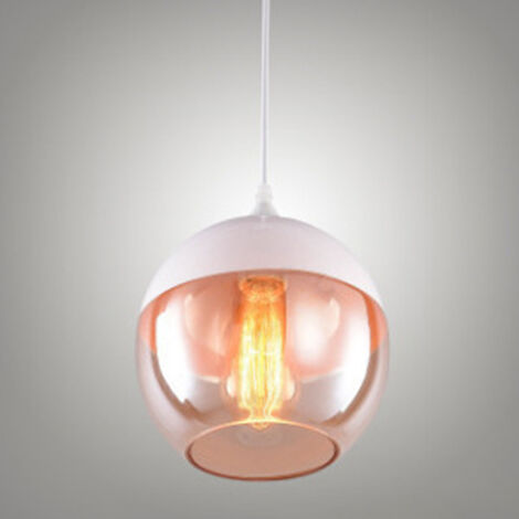 Pendelleuchte Moderne, Hängelampe mit Lampenschirm Braunes Glas, Kronleuchter E27 für Küche Wohnzimmer Schlafzimmer Korridor Weiß - Ø20cm Rund