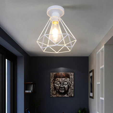 IDEGU 2er-Set Deckenleuchten Industrie-Design | Diamantform, 25 Cm, Weiß | Für Wohnzimmer, Flur & Schlafzimmer