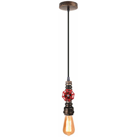 Pendelleuchte Vintage Wasserrohr Konleuchter Hängelampe im Industri Stil Art Deco Metall Eisen Lampe E27 Fassung für Loft Bar Wohnzimmer Esszimmer (Rost) (1/4)