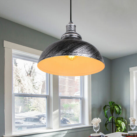 Vintage Hängeleuchte Industriell Retro | Metall-Schüssel In Schwarz | E27 Fassung | Verstellbar