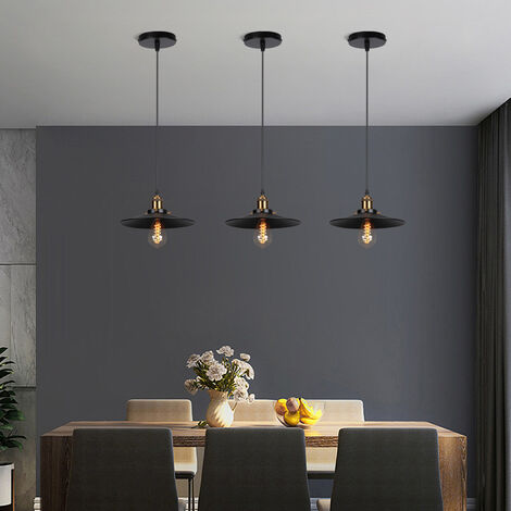 Industrielle Pendelleuchte Schwarz, 2er-Set – Verstellbar Bis 95 Cm, E27, Metall, Retro-Design