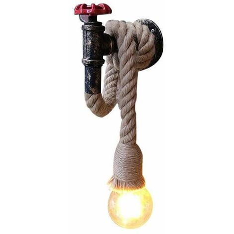 Kreativ Wandleuchte Vintage Industrie Eisen Rohr Wandlampe mit Seil Antik Licht für Innen (Rost)