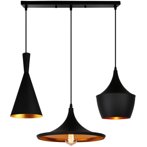 BRILLIANT Lampe, Gwen Pendelleuchte 3flg Balken antik holz/schwarz korund,  Metall/Holz, 3x A60, E27, 40W,Normallampen (nicht enthalten)