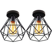 Deckenlampe, Deckenleuchte im Retro Look, Material: Stahl, Farbe: Schwarz, Fassung: E27 Schwarz - 2PCS
