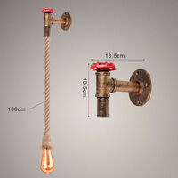 2er Kreativ Wandleuchte Vintage Industrie Eisen Rohr Wandlampe mit Seil Antik Licht für Innen (Rost)