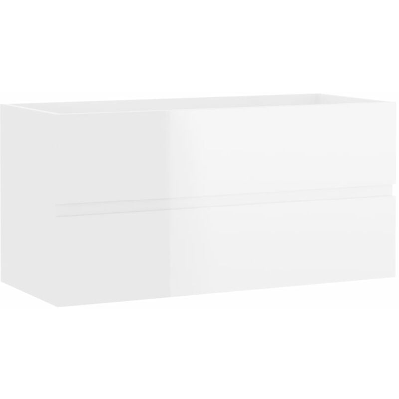 Waschbeckenunterschrank Hochglanz-Weiß 90x38,5x45 cm Spanplatte