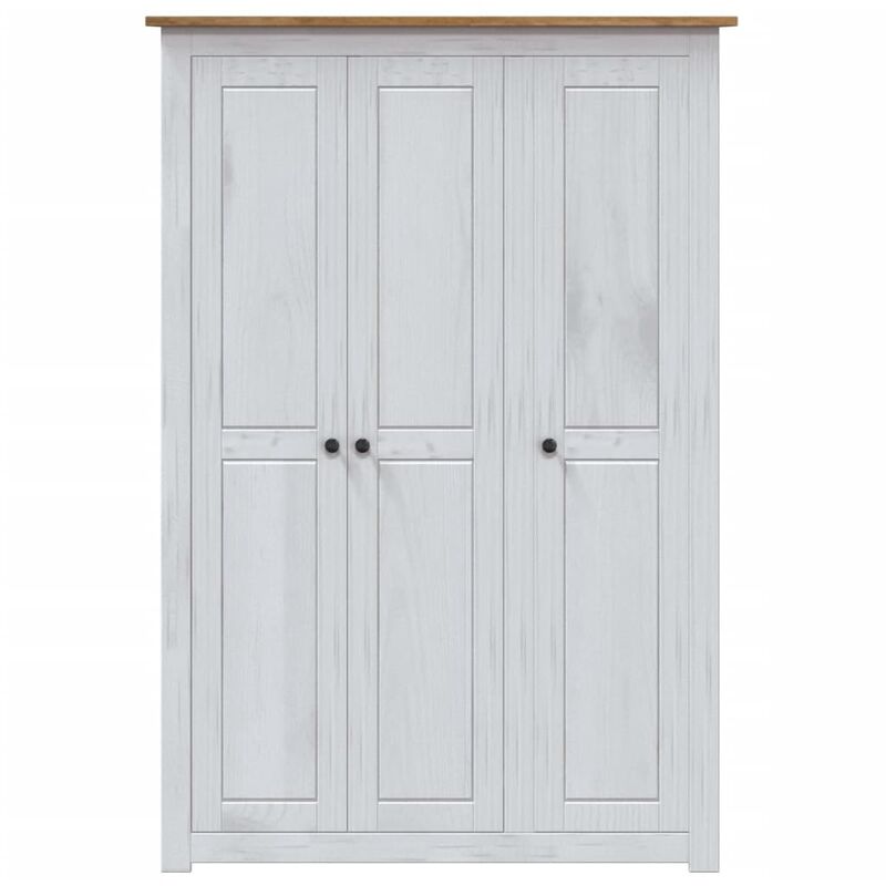 Kleiderschrank 3-Türig Weiß 118×50×171,5 Kiefer Panama Serie cm