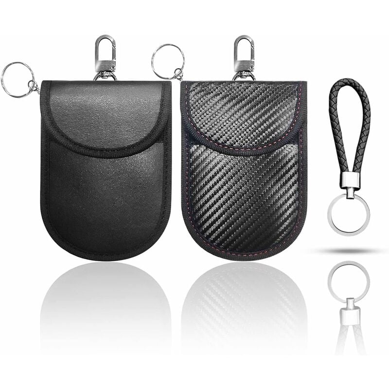 Pack Autoschlüssel Faraday Taschen + 1 Schlüsselband, Signalschutztasche  für Autoschlüssel, Anti-Diebstahl-RFID-Signalblockierung, kabelloses  Schlüsseletui