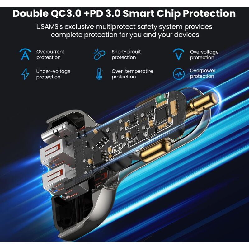 Hama KFZ-Adapter »Auto Schnellladegerät, 1x USB C PD, 1x USB A QC, 38 W,  Metall«