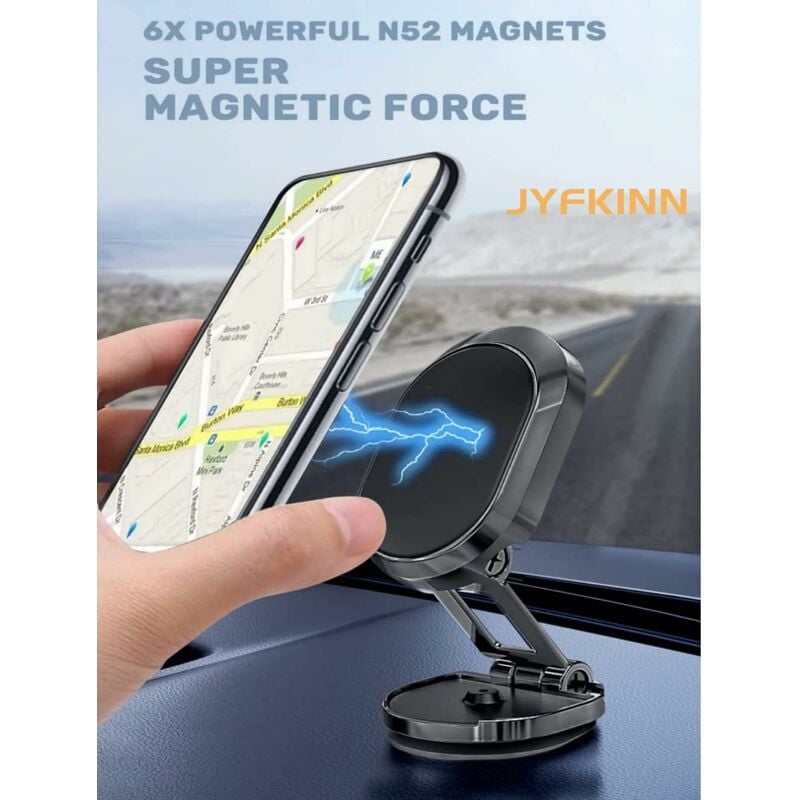 Magnetische faltbare Auto-Handyhalterung, magnetische Auto-Handyhalterung  mit faltbarer Basis, 360° universell drehbar, tragbare Autohalterung,  kompatibel mit Samsung iPhone für alle Smartphones