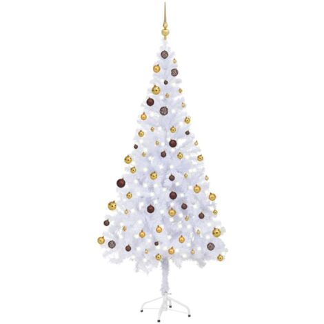 Künstlicher Weihnachtsbaum mit LEDs & Schmuck 180 cm 620 Zweige