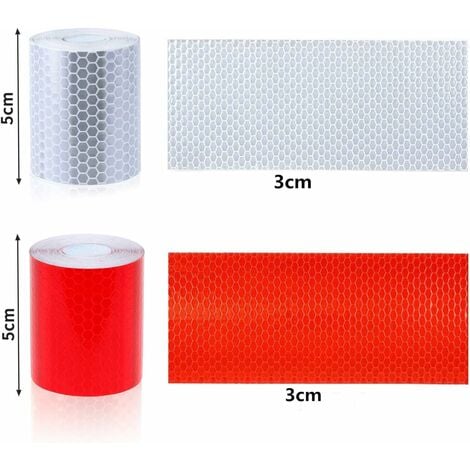 longziming Reflektierendes Klebeband Warnband Packung mit 2 Stück 50 mm × 3  m Rot-Weiß-Klebeband